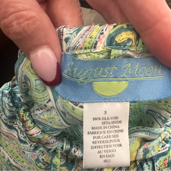 August Moon 100% silk paisley pajama bottom, Size S. NWOT - Picture 8 of 9